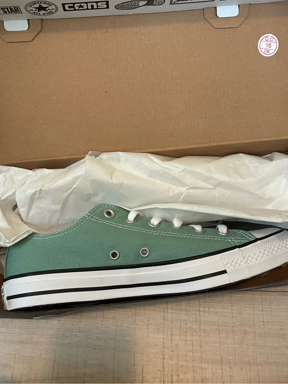 Converse Mint Green Canvas Low-Top Sneakers with White Laces - Picture 2 of 7